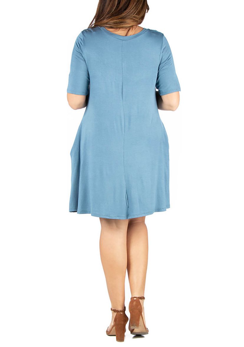 Plus Size Knee Length  Pocket T Shirt Dress
