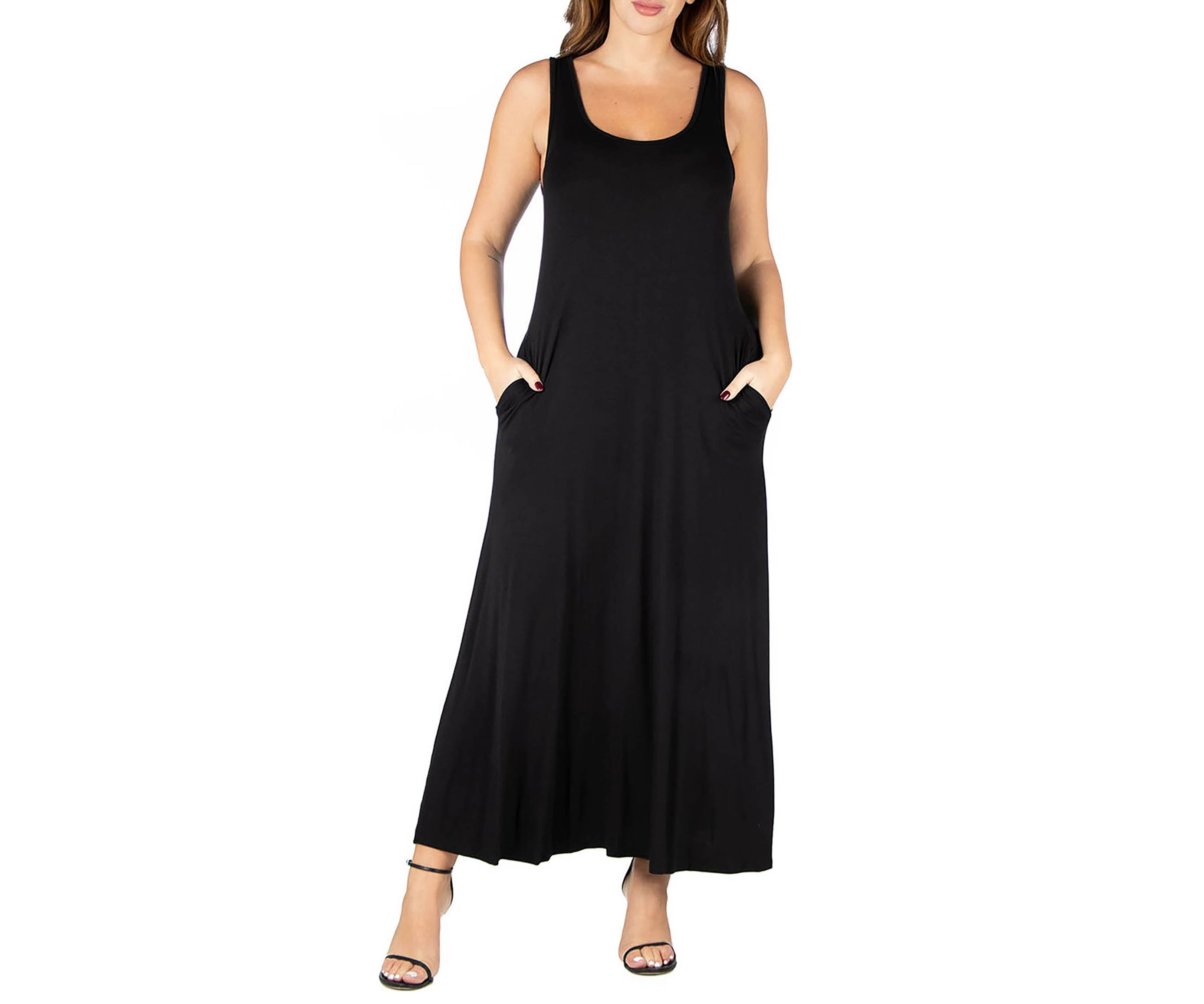Plus Size Sleeveless Tank  Maxi Dress with Pockets