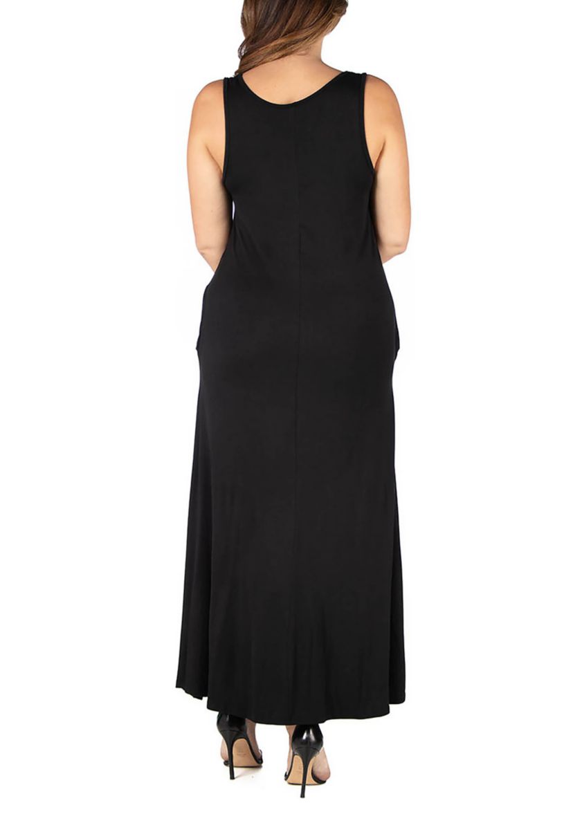Plus Size Sleeveless Tank  Maxi Dress with Pockets