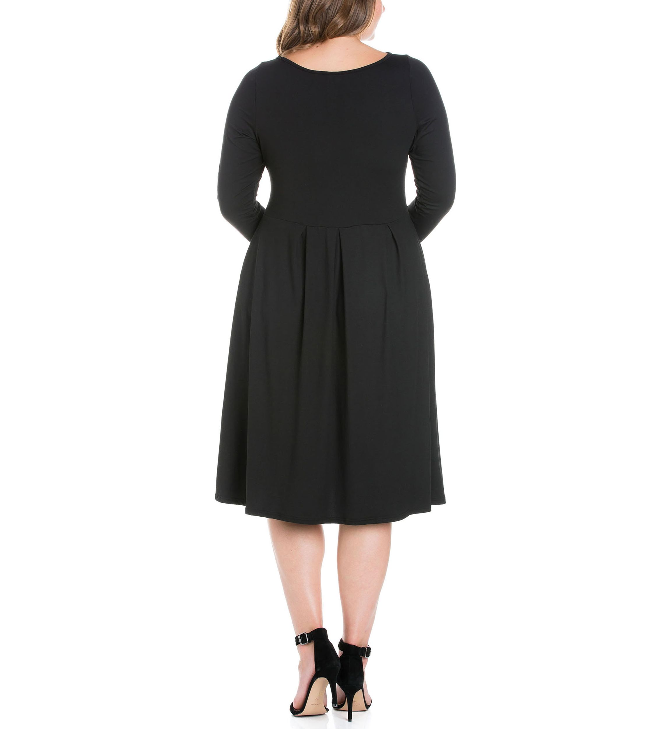 Plus Size Long Sleeve Fit-and-Flare Midi Dress