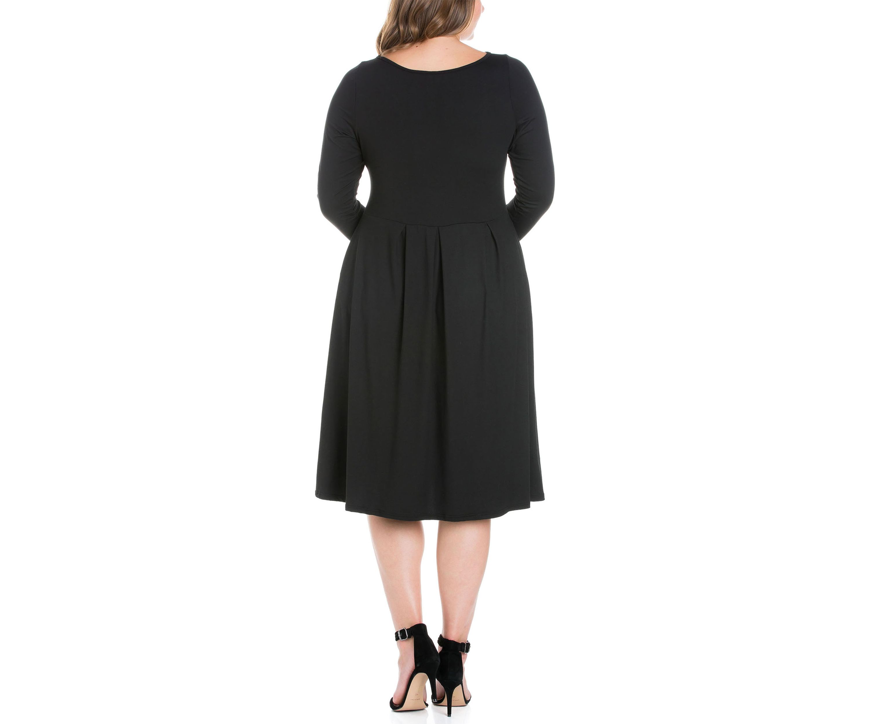 Plus Size Long Sleeve Fit-and-Flare Midi Dress