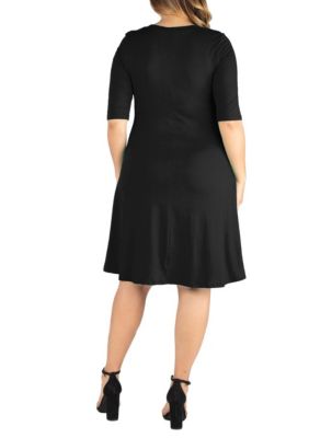 Elbow Sleeve Plus Knee Length Dress