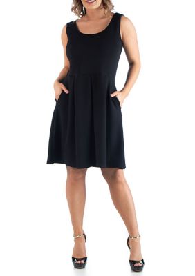 24seven Comfort Apparel Women's Plus Size Sleeveless Dress with Pockets, Black
