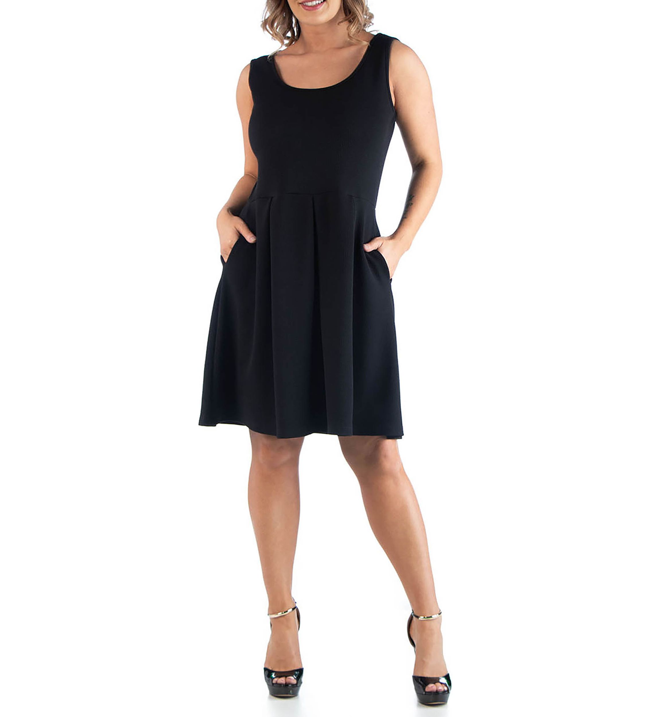 Plus Size Sleeveless  Dress with Pockets