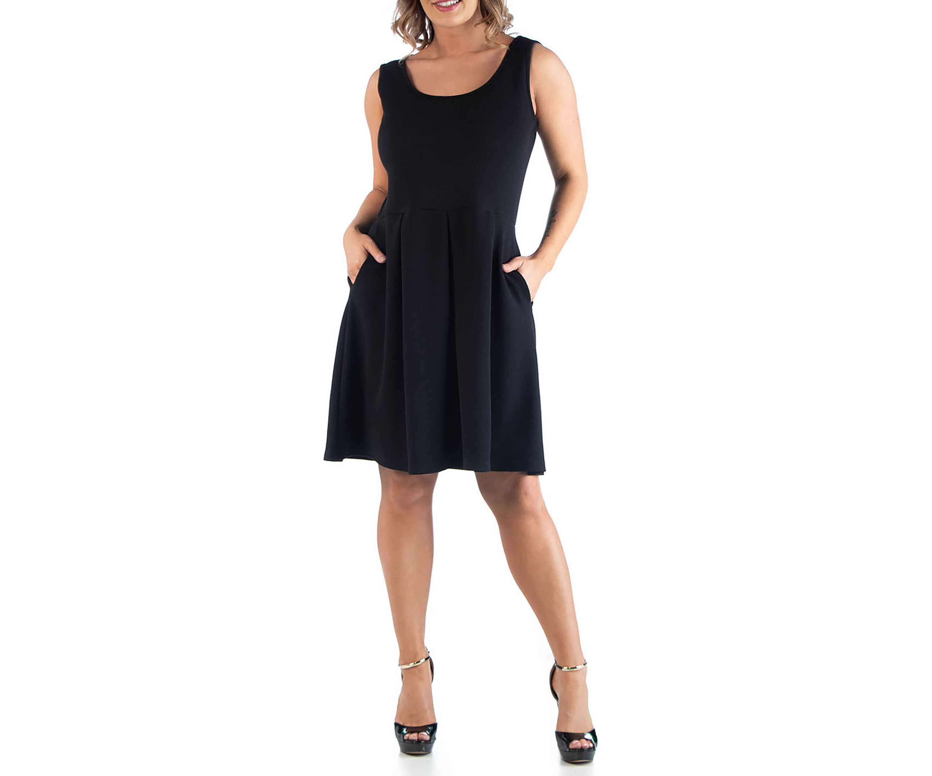 Plus Size Sleeveless  Dress with Pockets