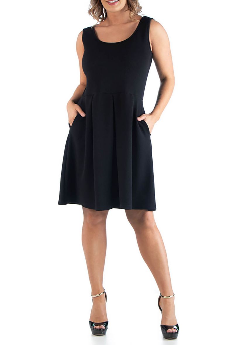 Plus Size Sleeveless  Dress with Pockets