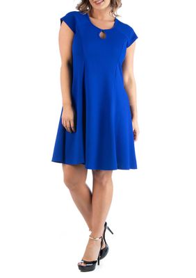 24seven Comfort Apparel Women's Plus Size Keyhole Neck Dress