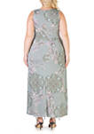 Plus Size Paisley Sleeveless Pleated Maxi Dress with Pockets