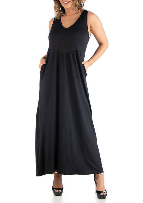 24seven Comfort Apparel Plus Size Maxi Sleeveless Dress