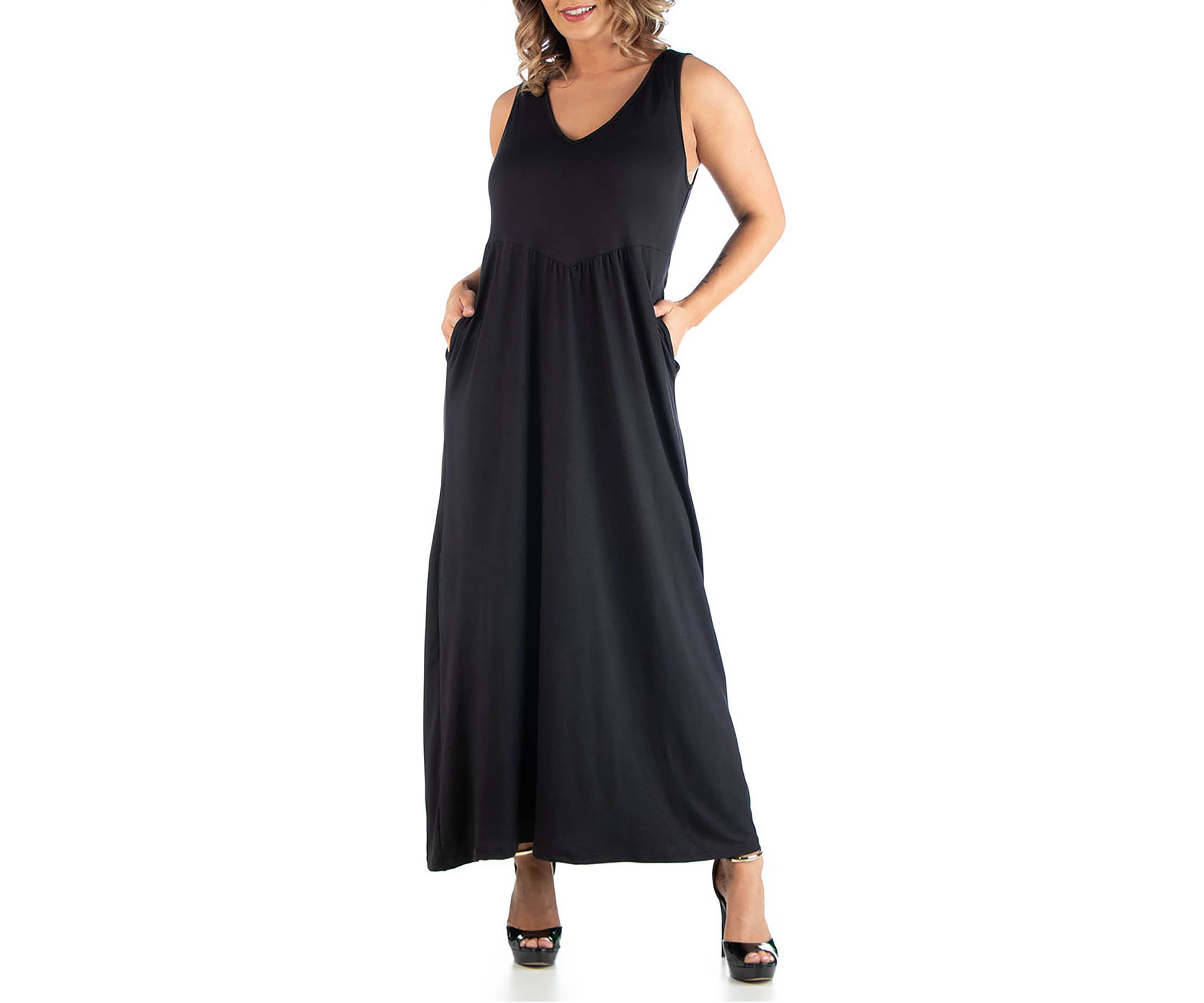Plus Size Maxi  Sleeveless Dress with Pockets