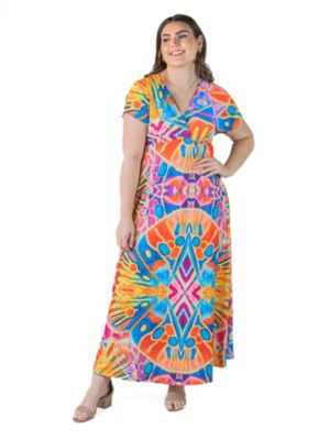 24seven Comfort Apparel Women's Casual Maxi Dress with Sleeves