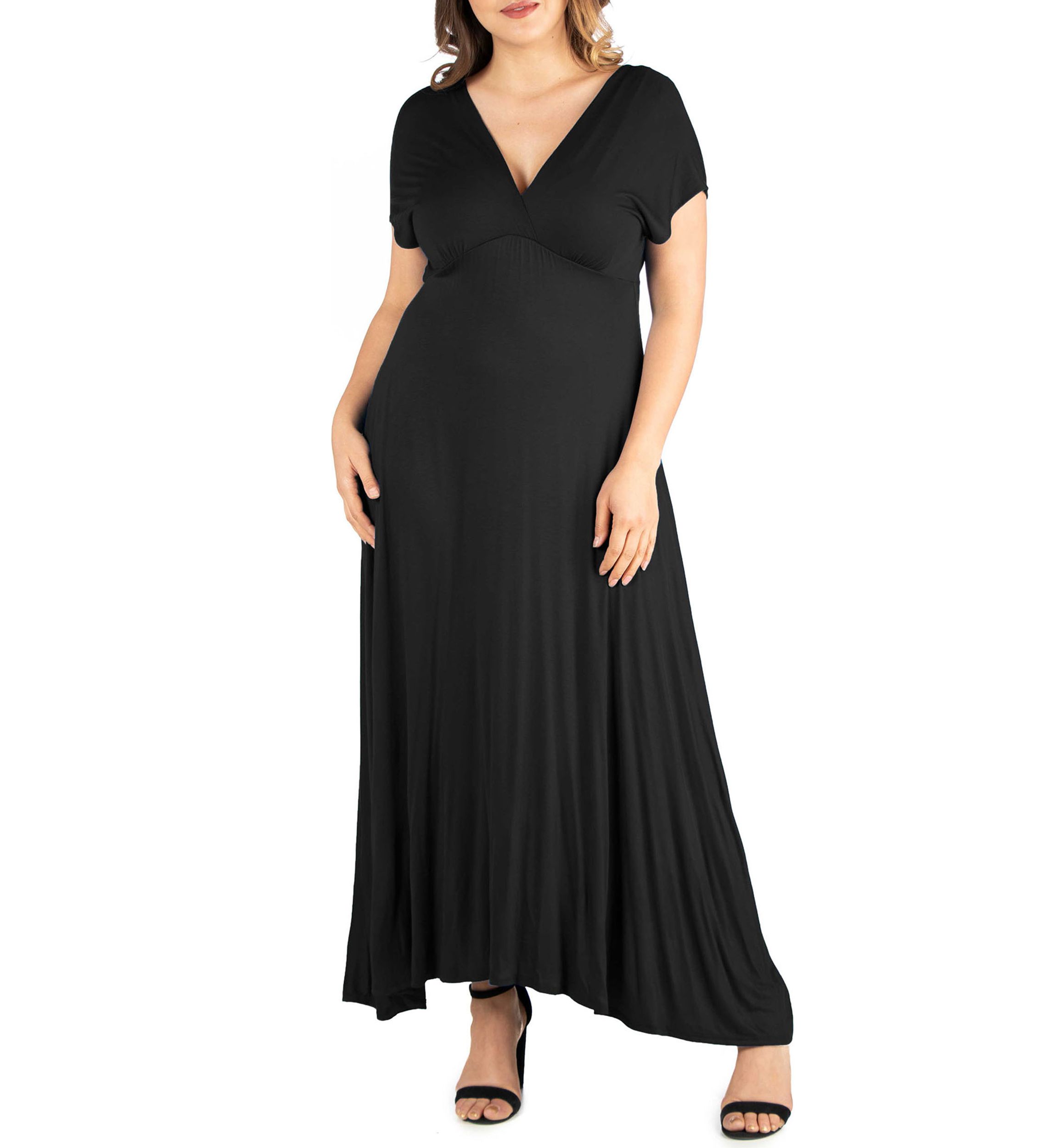 Plus Size Empire Waist V-Neck Maxi Dress