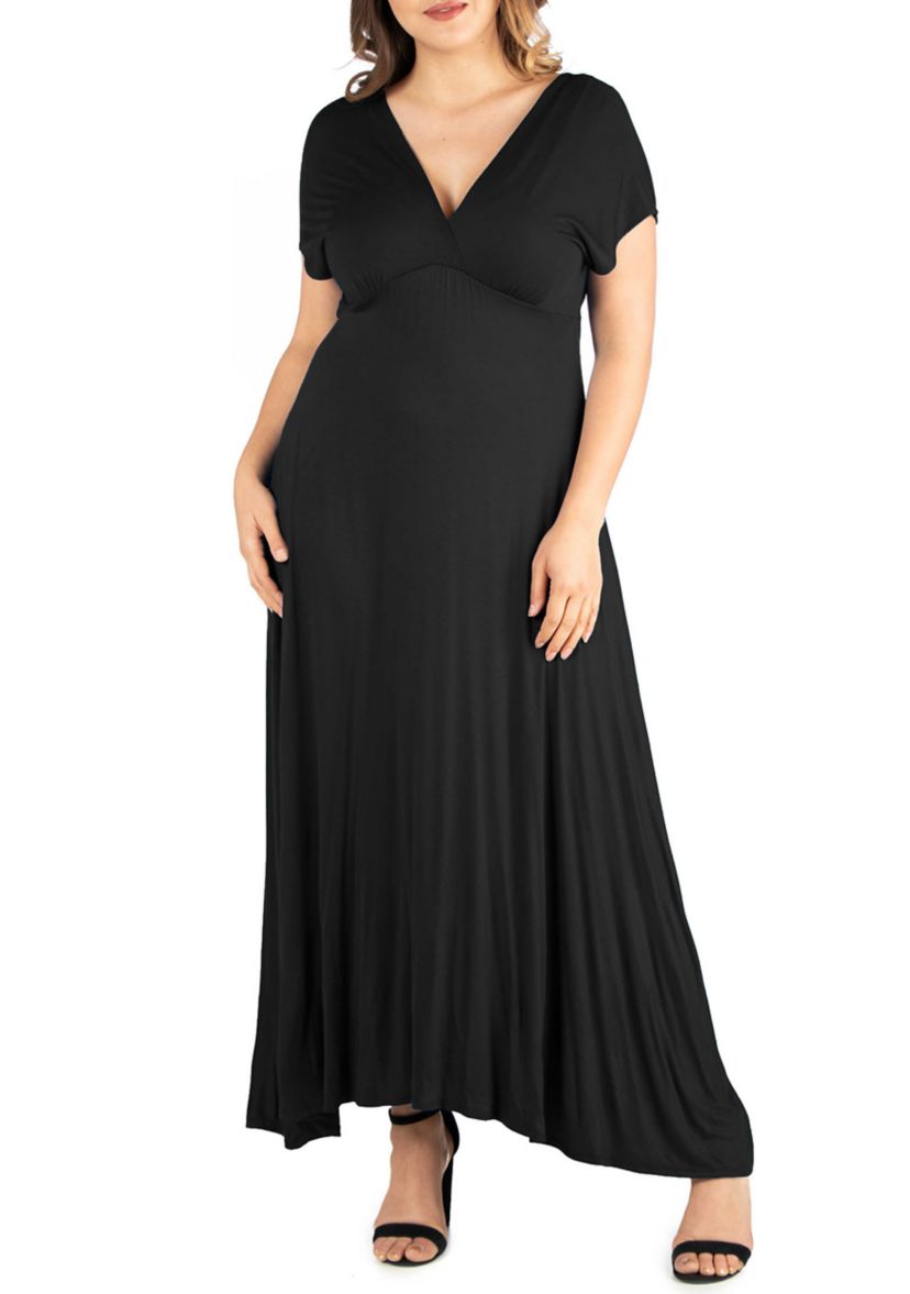 Plus Size Empire Waist V-Neck Maxi Dress