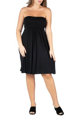 Plus Knee Length  Strapless Mini Dress