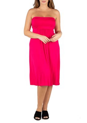 24seven Comfort Apparel Women's Plus Size Knee Length Strapless Mini Dress