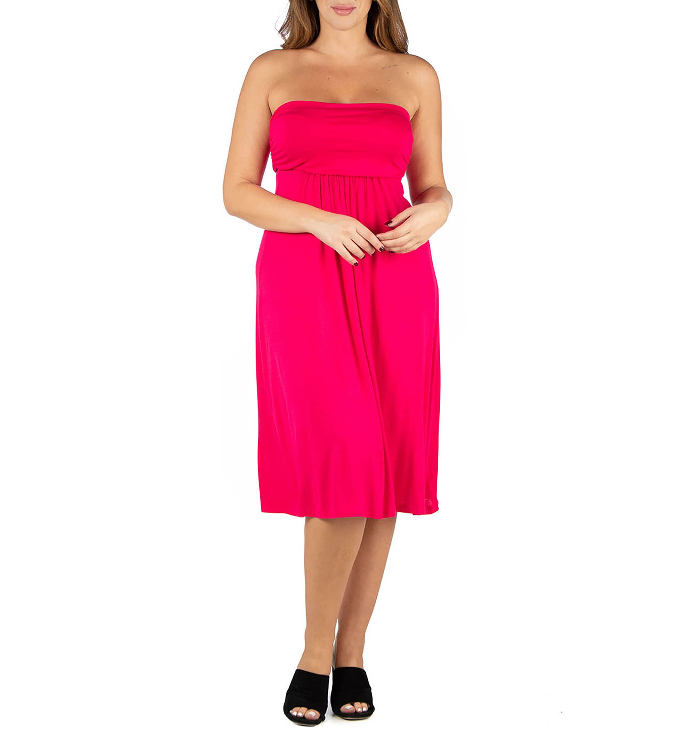 Plus Size Knee Length  Strapless Mini Dress