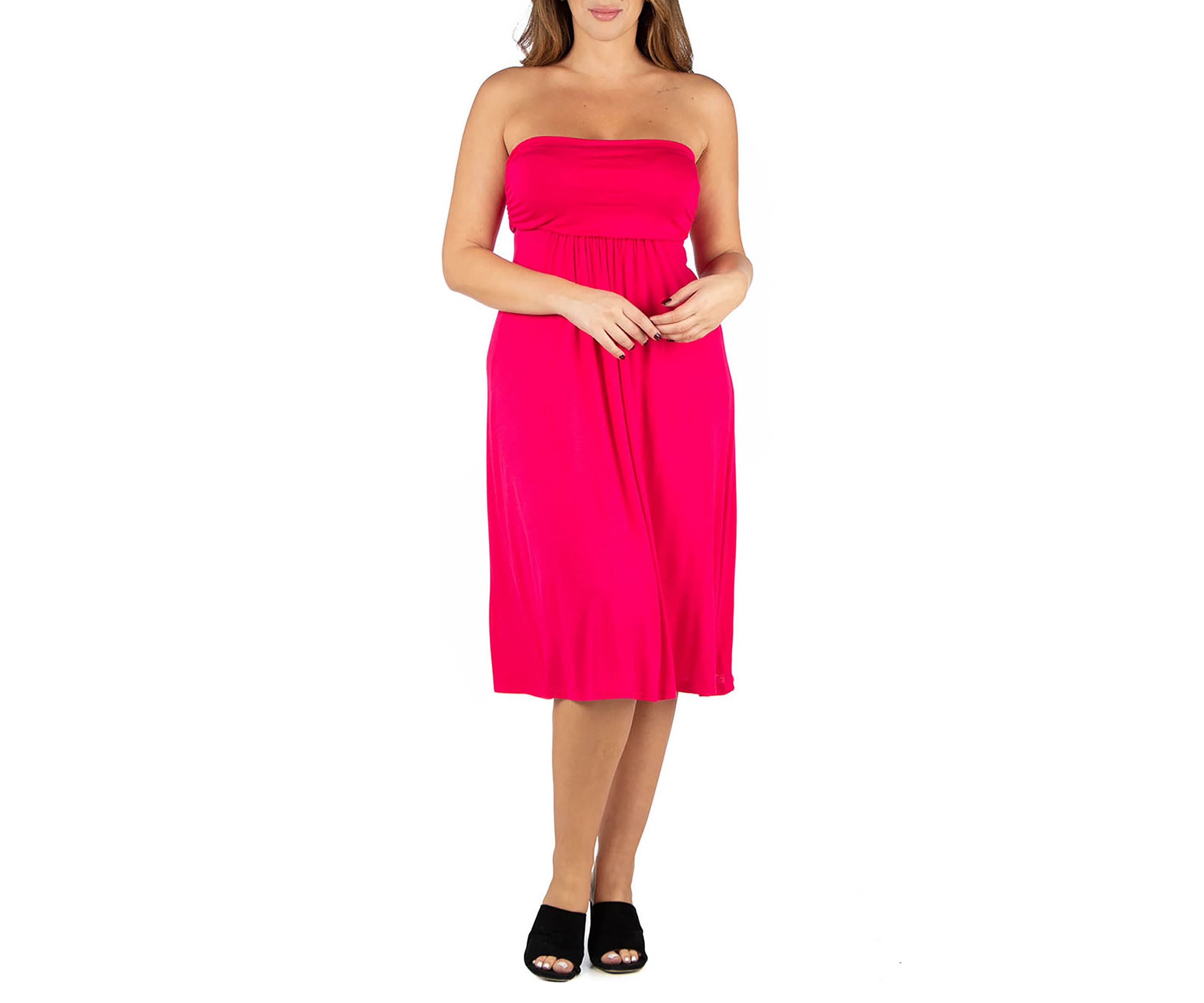 Plus Size Knee Length  Strapless Mini Dress