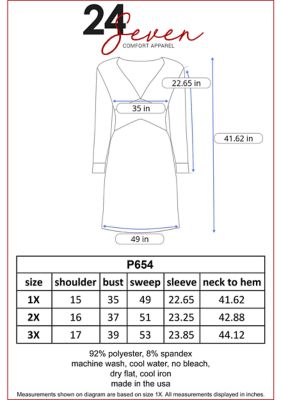 Plus  Long Sleeve V-Neck Mini Wrap Dress