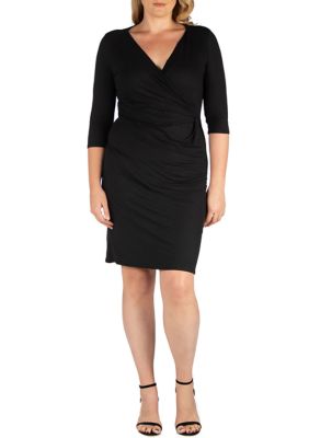 Plus Knee Length V-Neck Dress