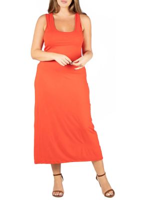 24seven Comfort Apparel Women's Plus Size Racerback Maxi Dress, Orange, 3X