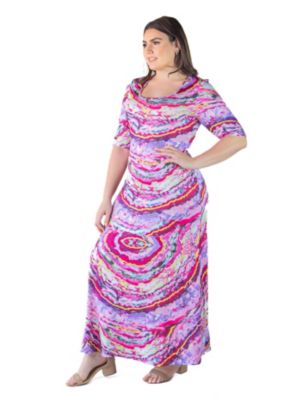 24seven Comfort Apparel Plus Size High Low Party Dress with Pockets 