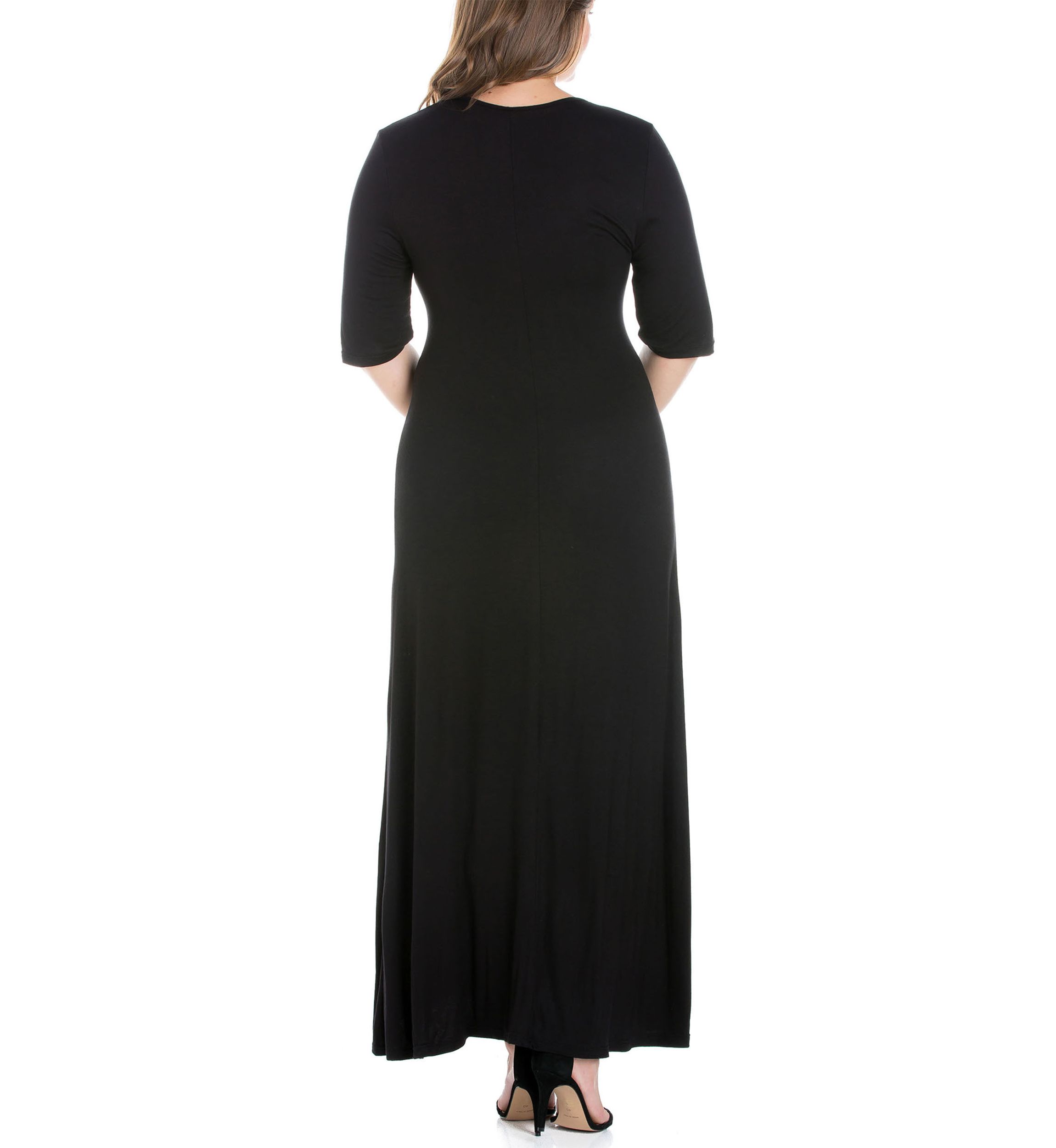 Plus Size Elbow Length Sleeve Maxi Dress