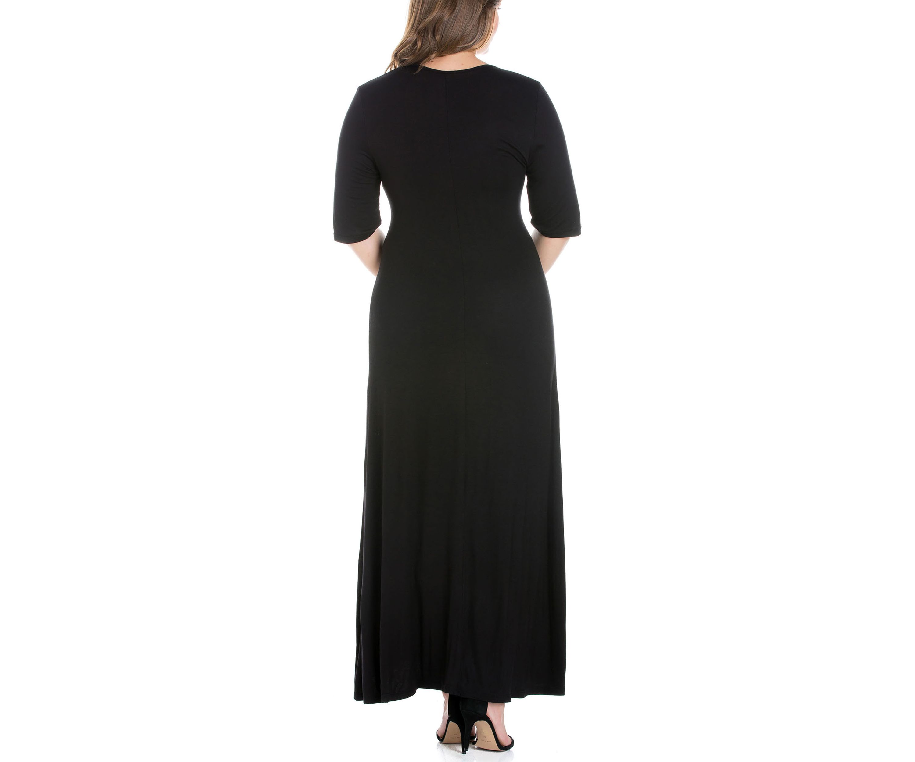 Plus Size Elbow Length Sleeve Maxi Dress