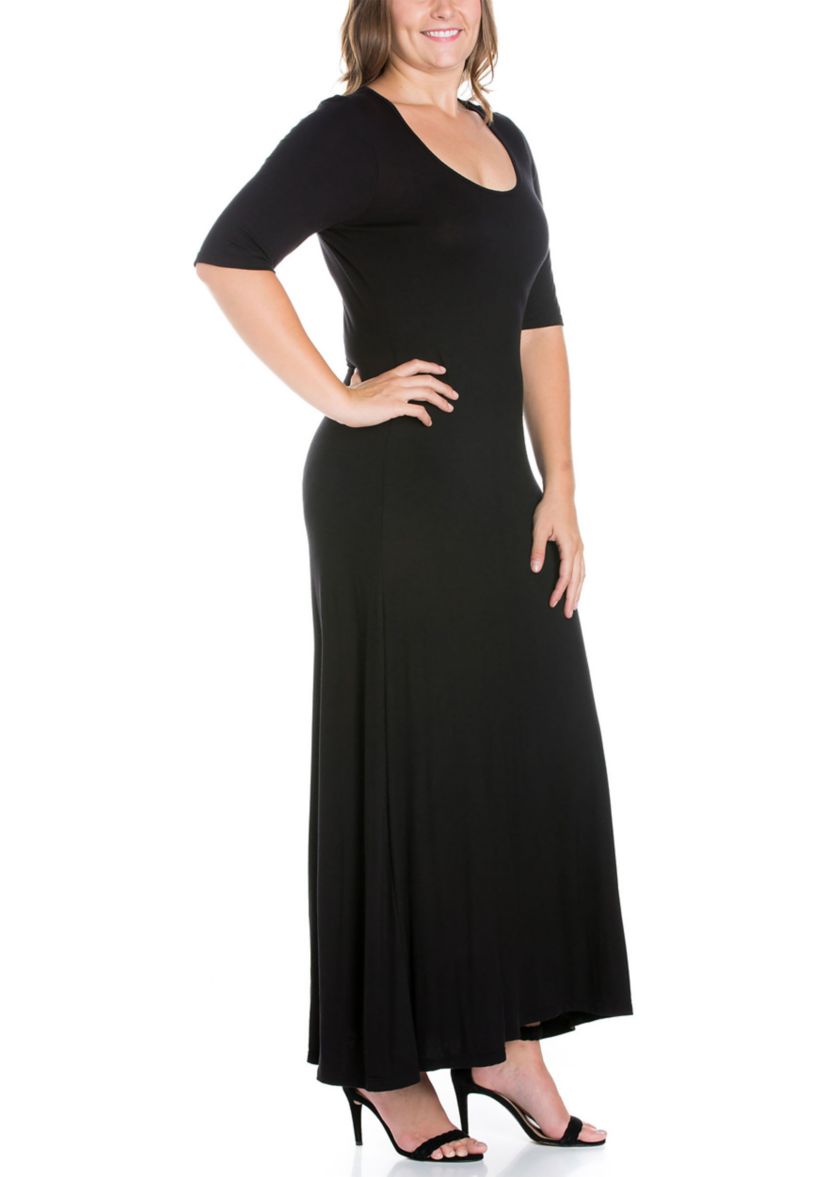 Plus Size Elbow Length Sleeve Maxi Dress