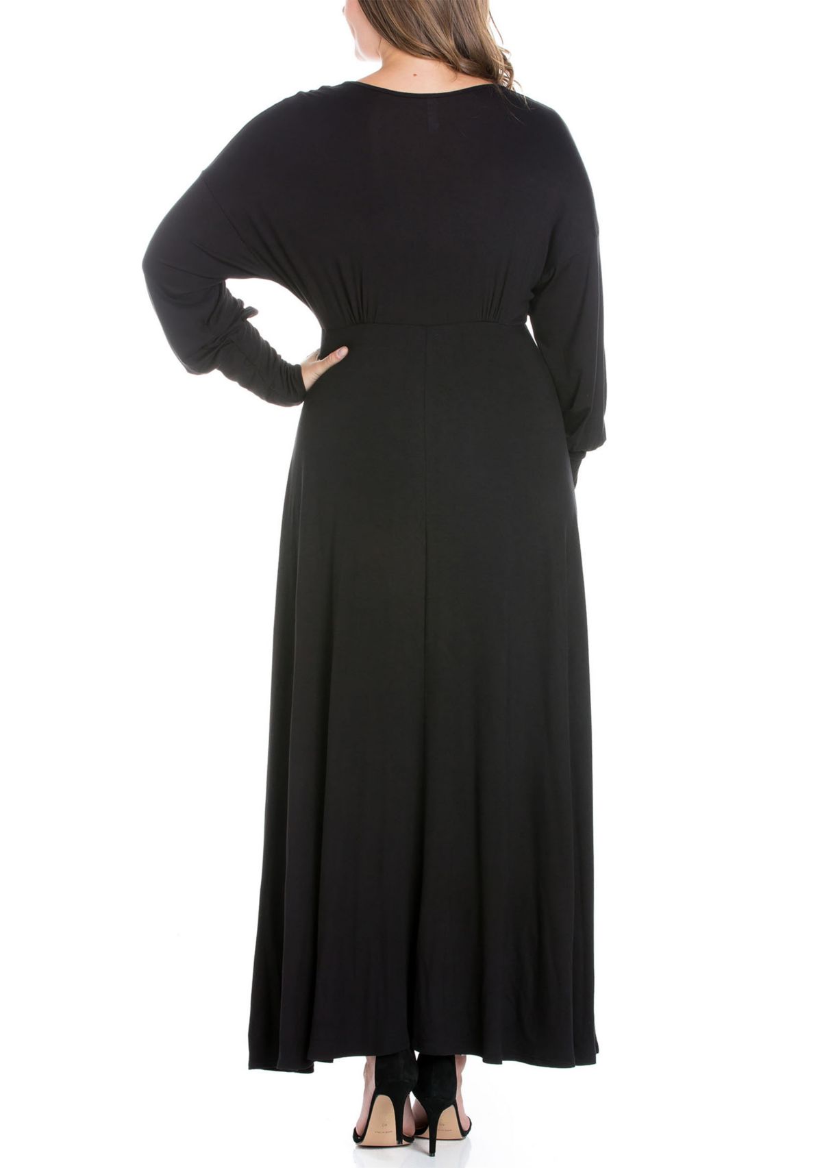 Plus Size V-Neck Long Sleeve Maxi Dress