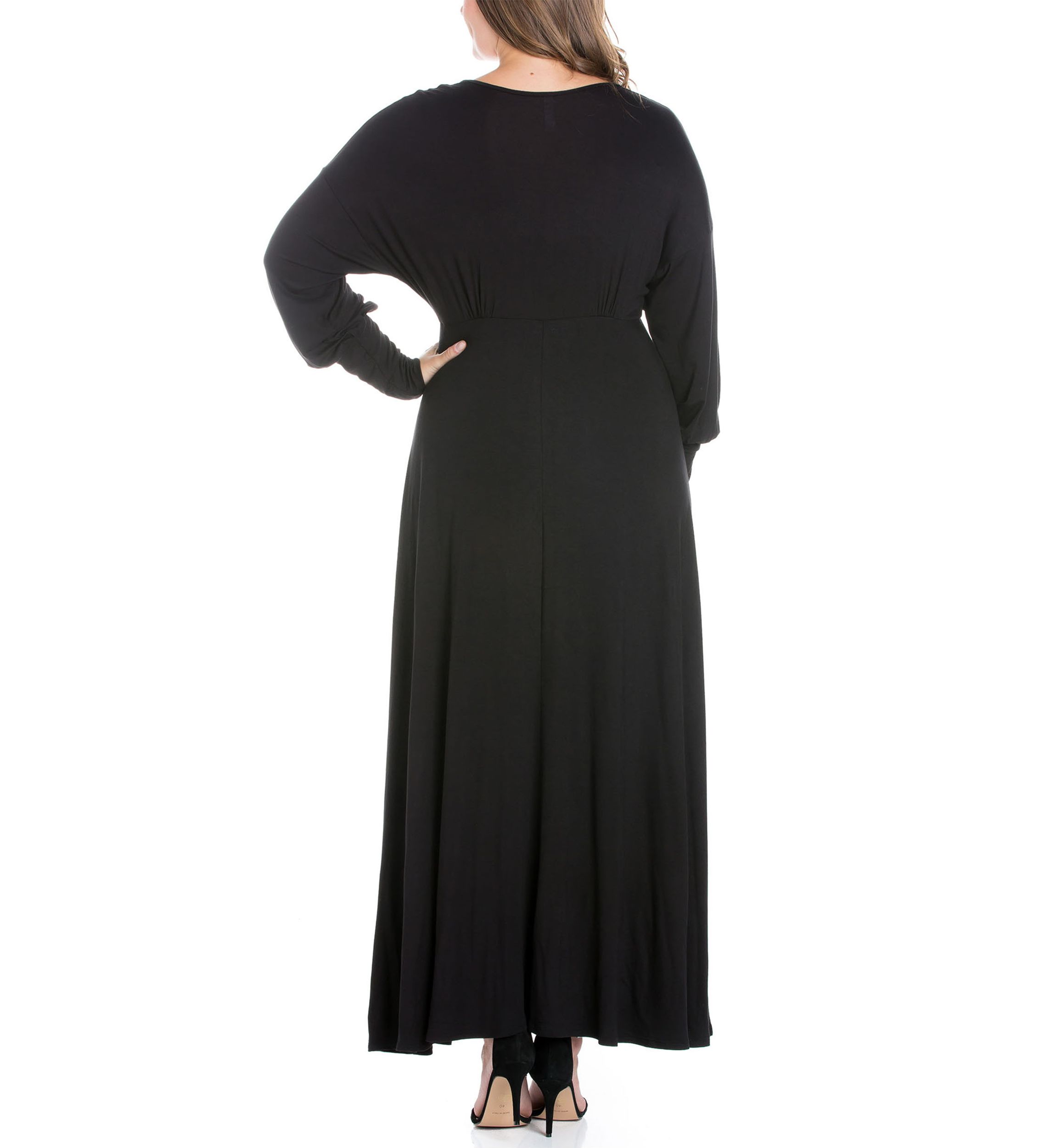 Plus Size V-Neck Long Sleeve Maxi Dress