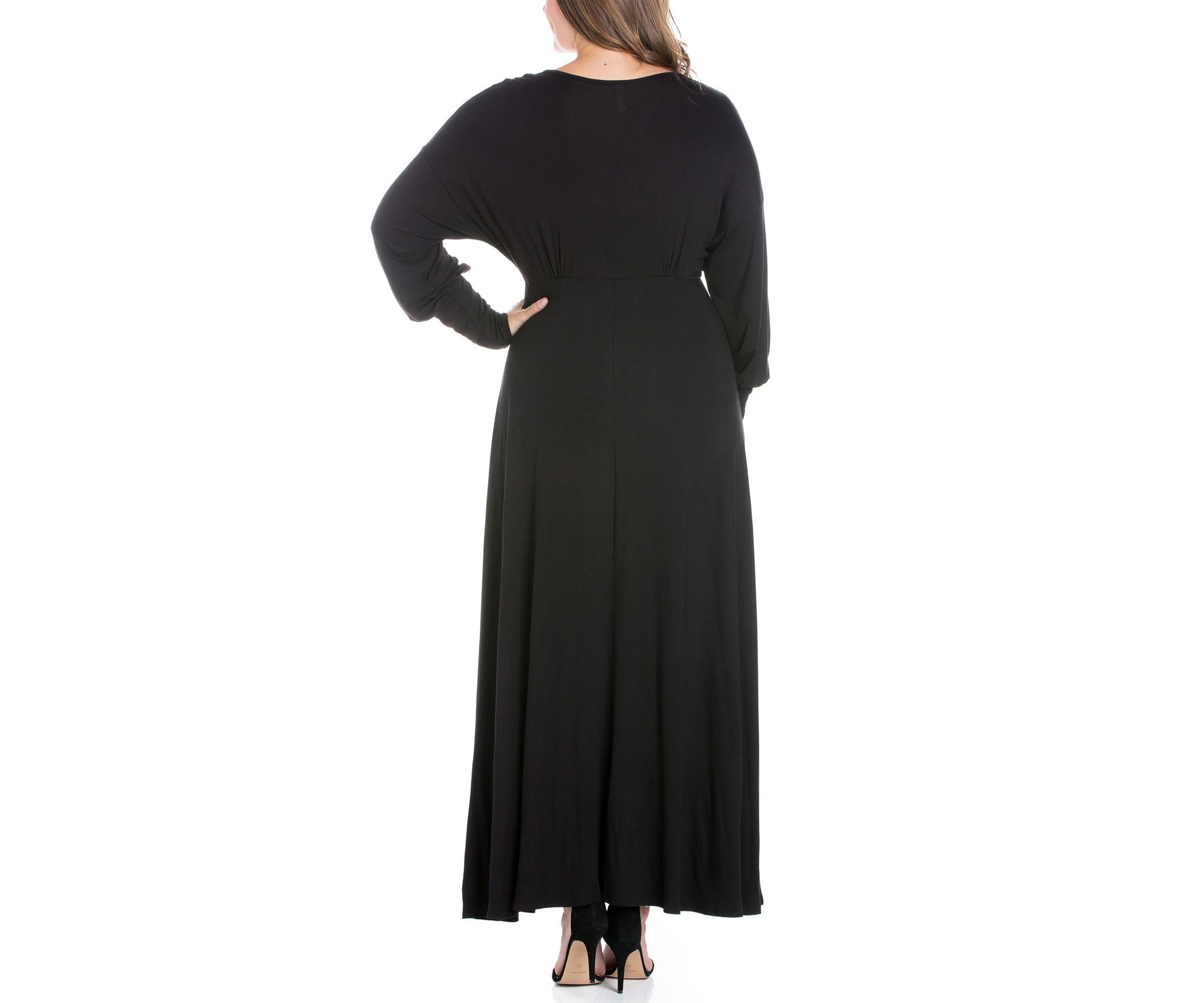 Plus Size V-Neck Long Sleeve Maxi Dress
