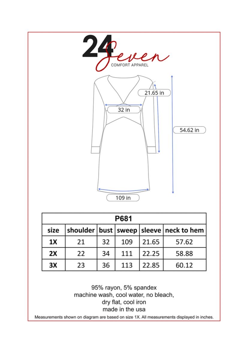 Plus Size V-Neck Long Sleeve Maxi Dress