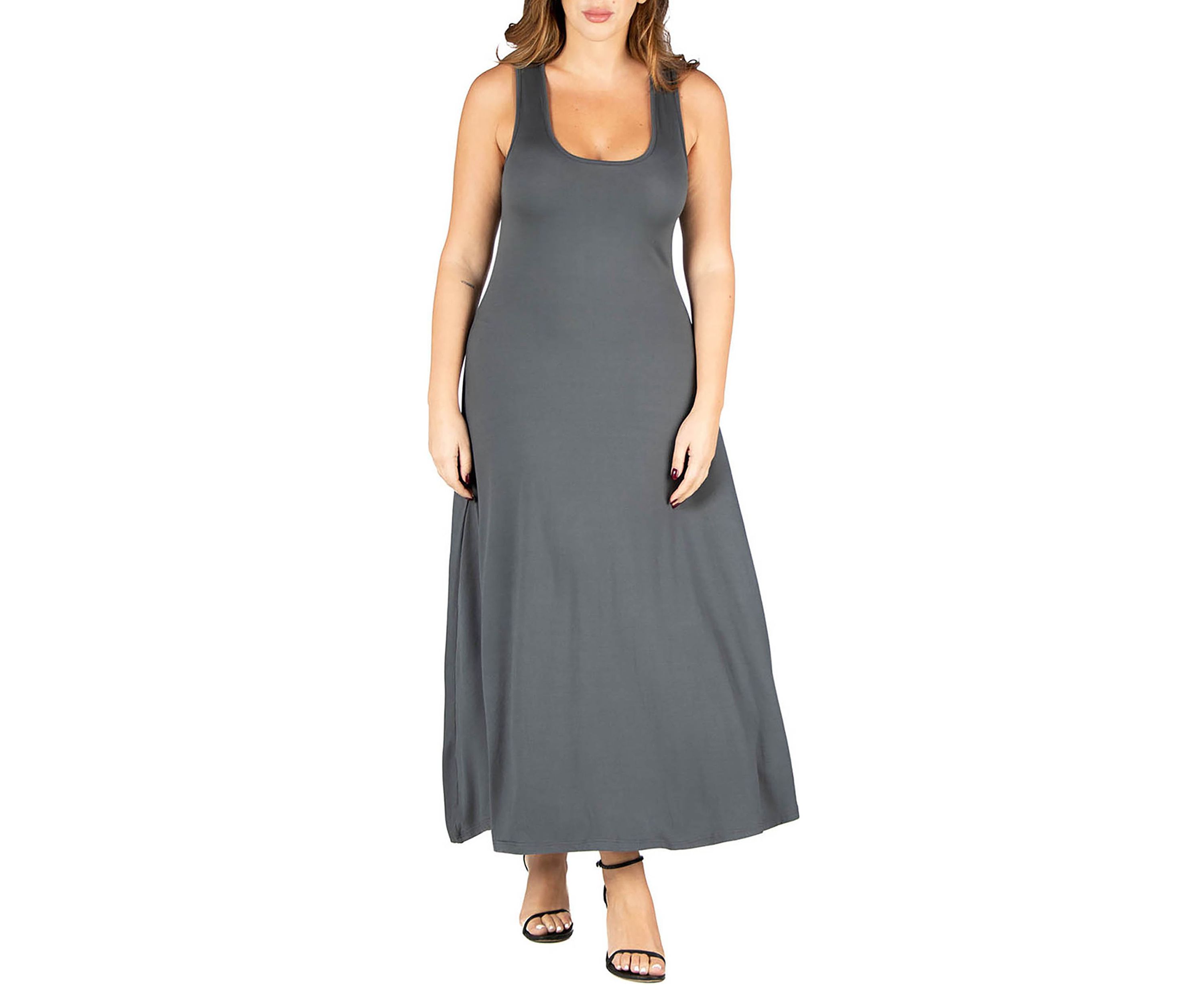 Plus Size Simple A Line   Tank Maxi Dress