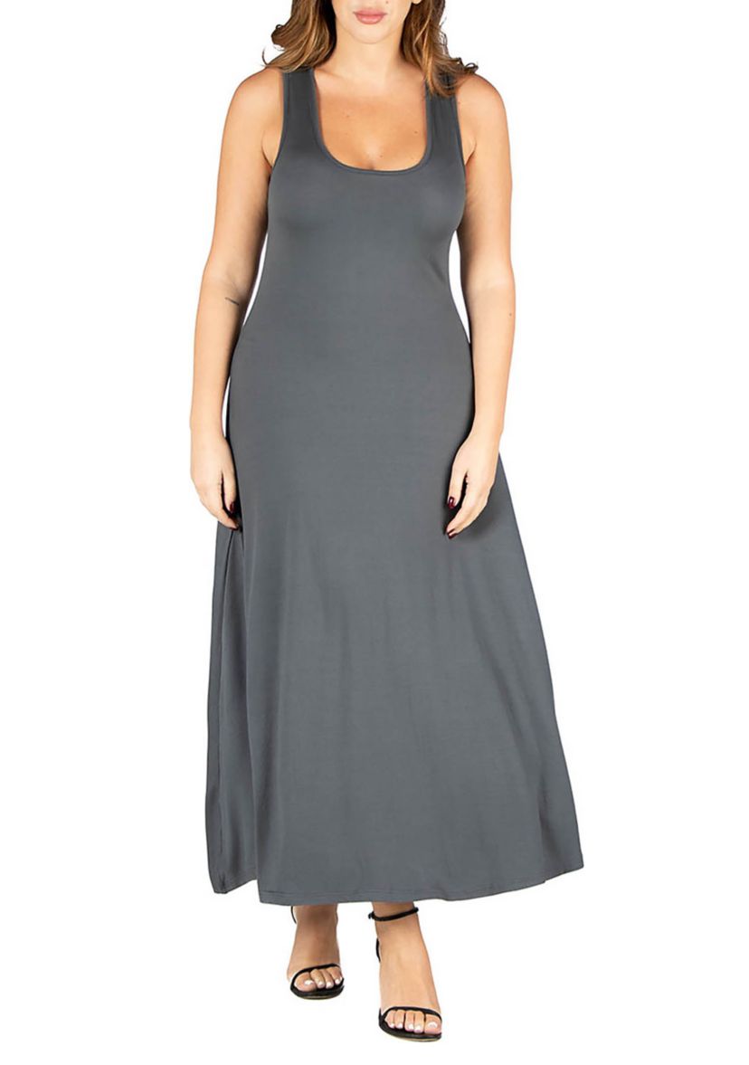 Plus Size Simple A Line   Tank Maxi Dress
