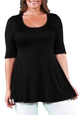 24seven Comfort Apparel Women's Plus Size Elbow Sleeve Tunic Top