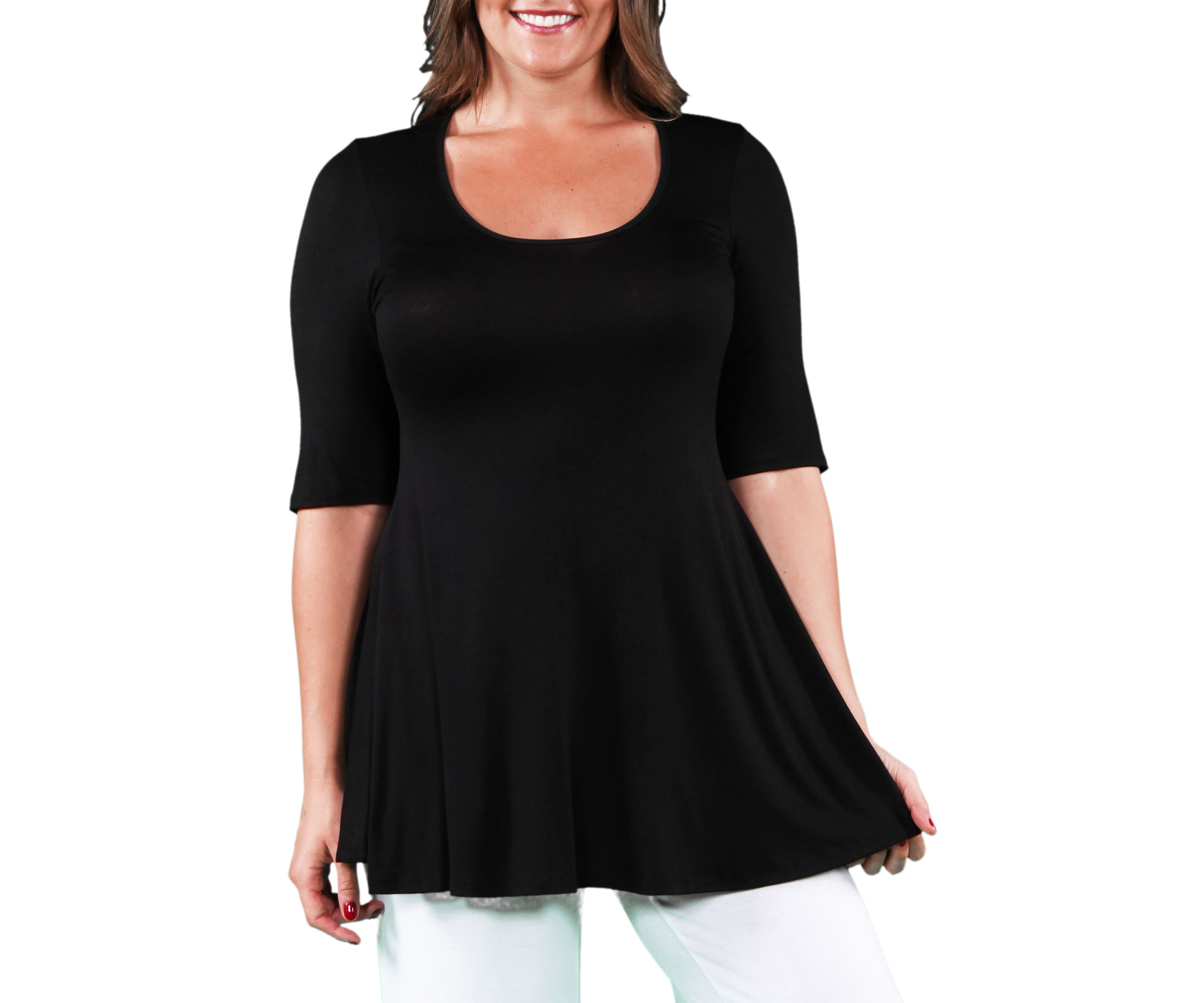 Plus Size Elbow Sleeve Tunic Top