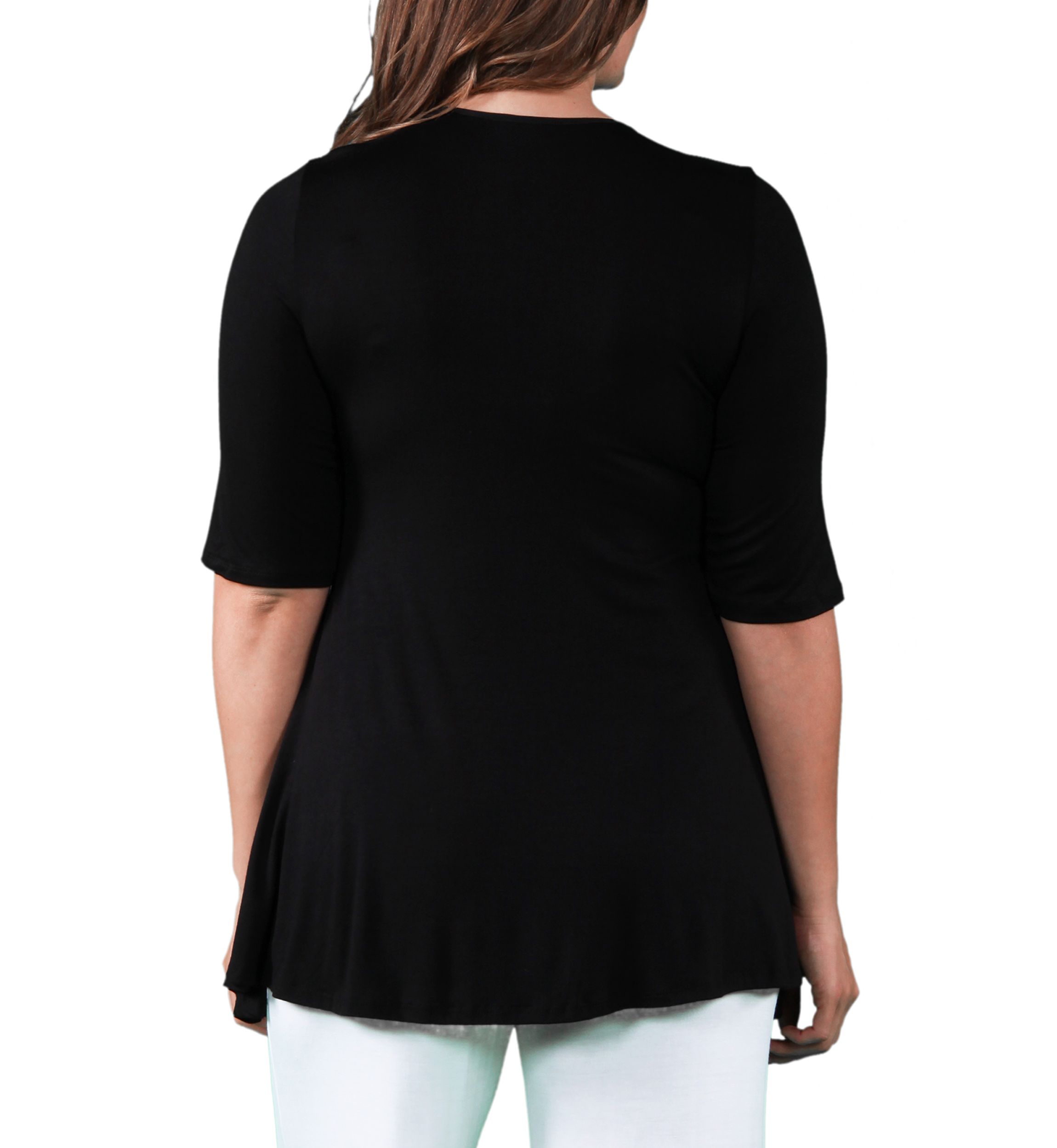 Plus Size Elbow Sleeve Tunic Top