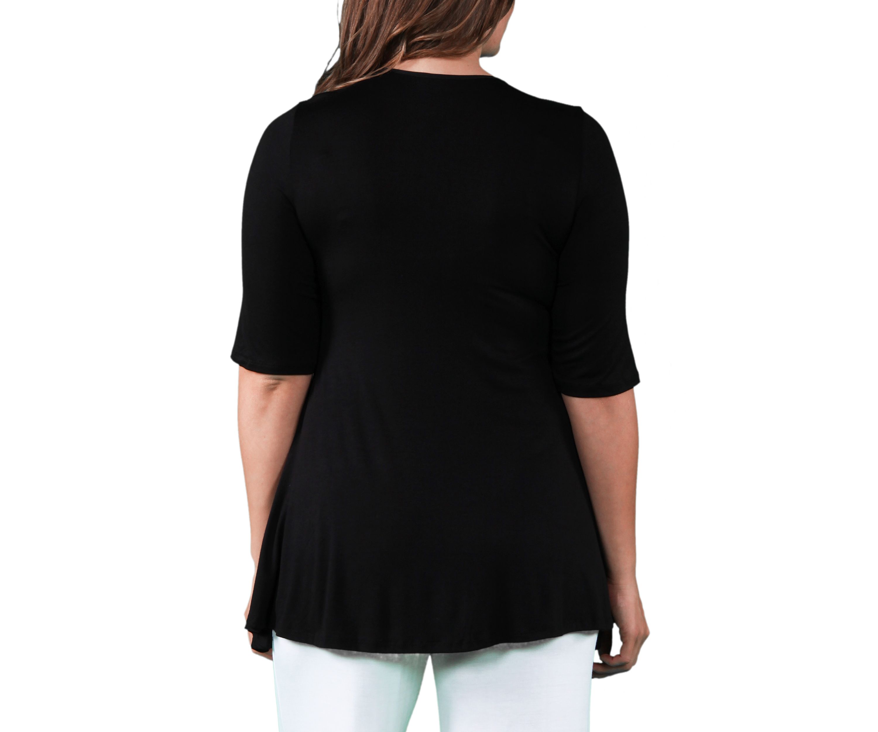Plus Size Elbow Sleeve Tunic Top