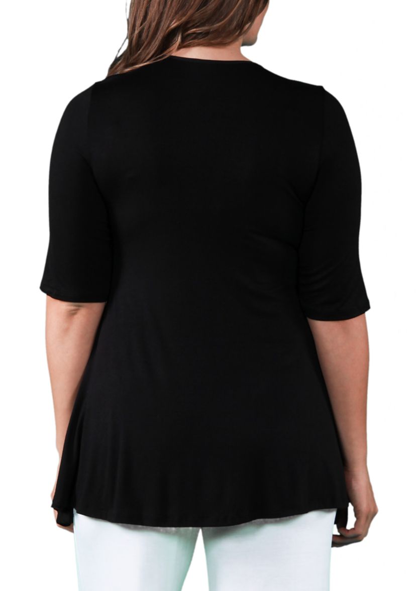 Plus Size Elbow Sleeve Tunic Top