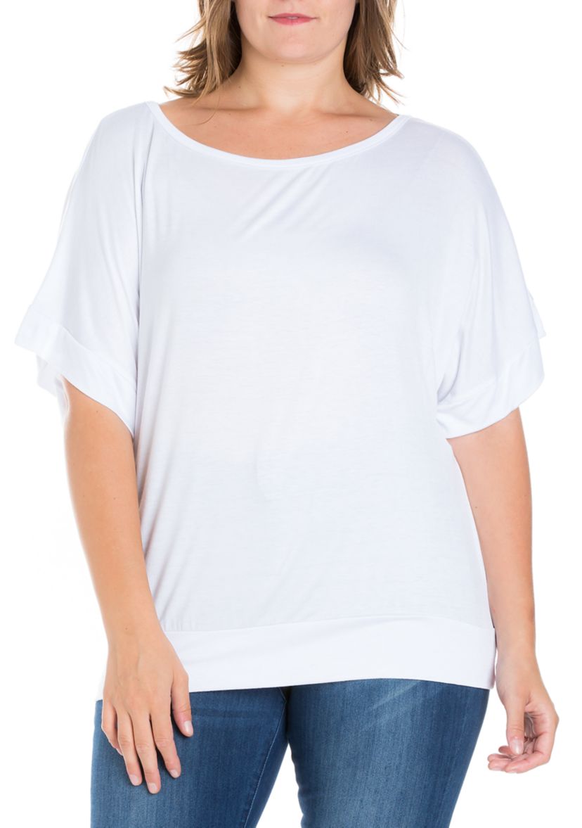 Plus Size Short Sleeve Loose Fitting Dolman Top
