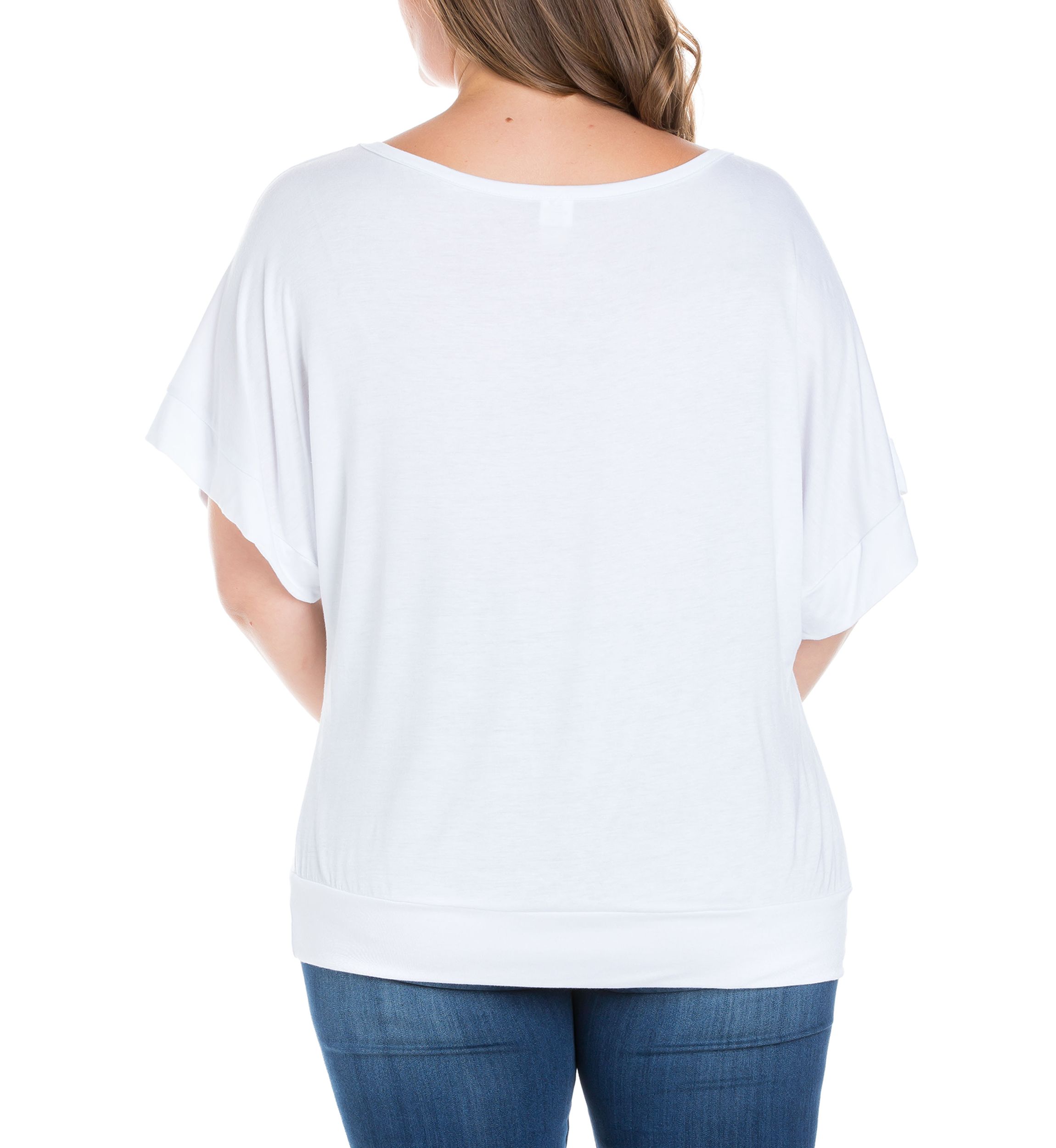 Plus Size Short Sleeve Loose Fitting Dolman Top