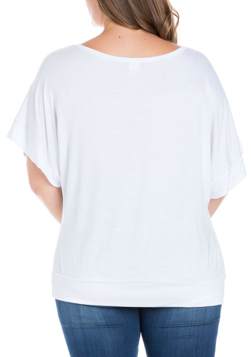 Plus Size Short Sleeve Loose Fitting Dolman Top