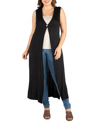 BNY Corner Women Plus Size Sleeveless Cardigan Open Front Casual Vest Cover up 