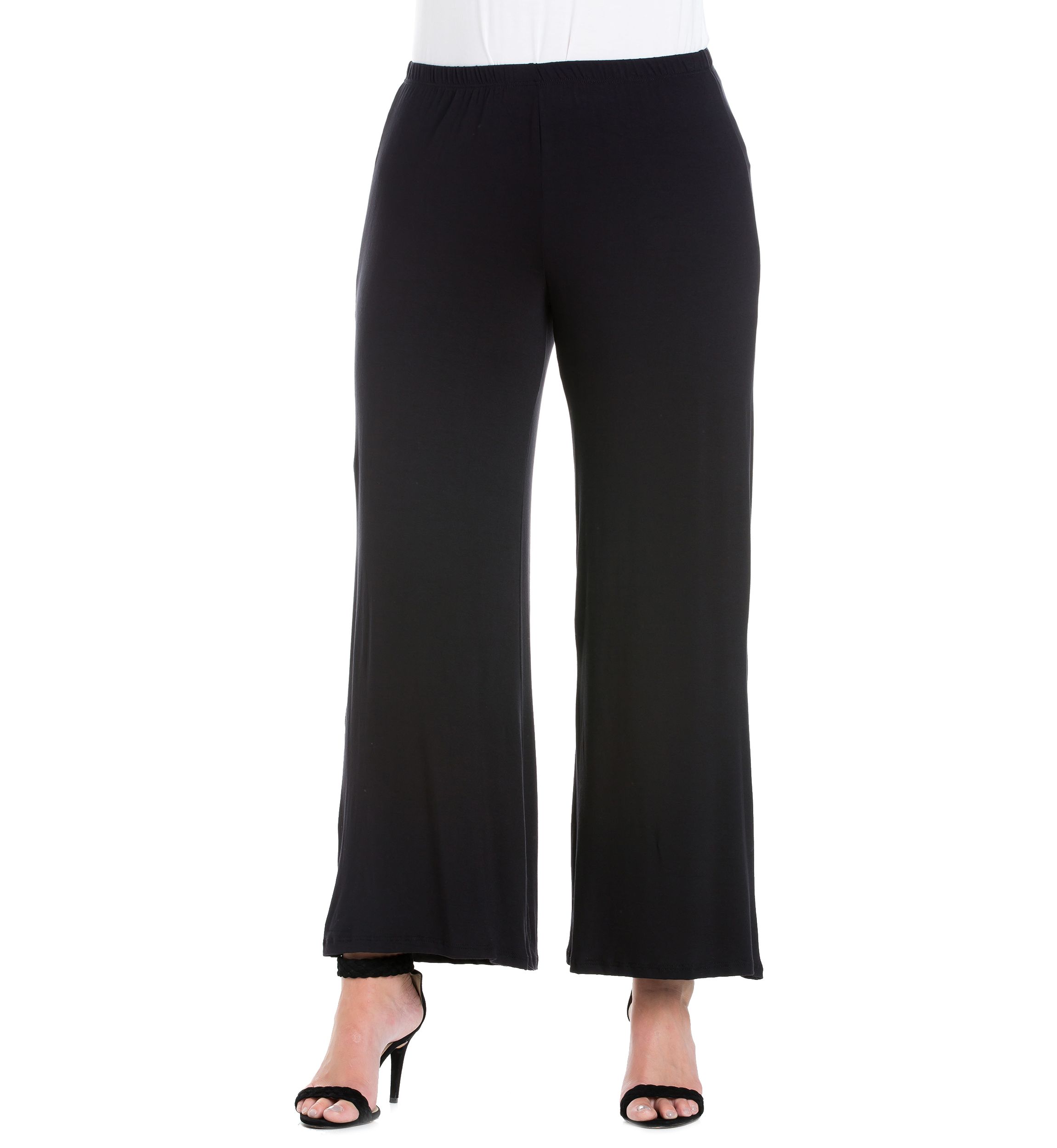 Plus Size Elastic Waist Flared Leg Palazzo Pants
