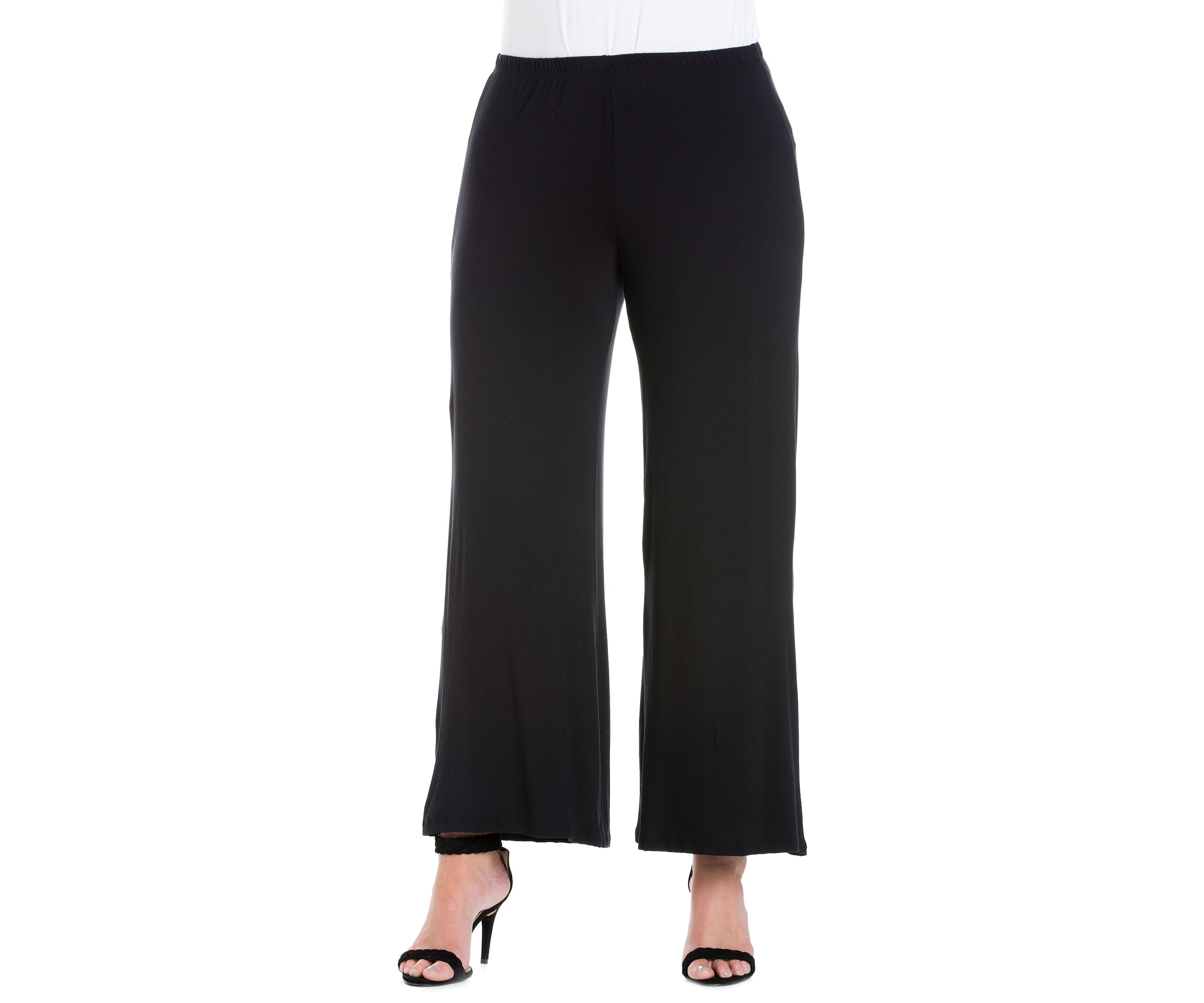 Plus Size Elastic Waist Flared Leg Palazzo Pants