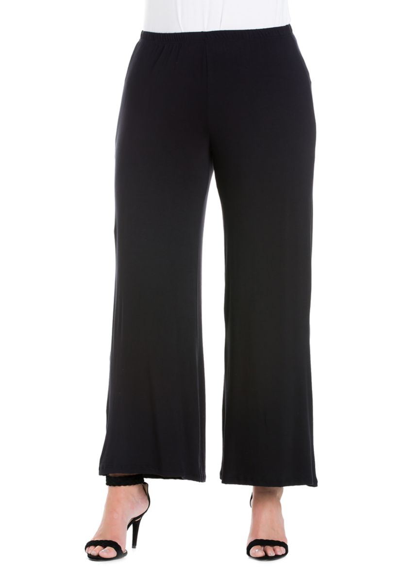 Plus Size Elastic Waist Flared Leg Palazzo Pants