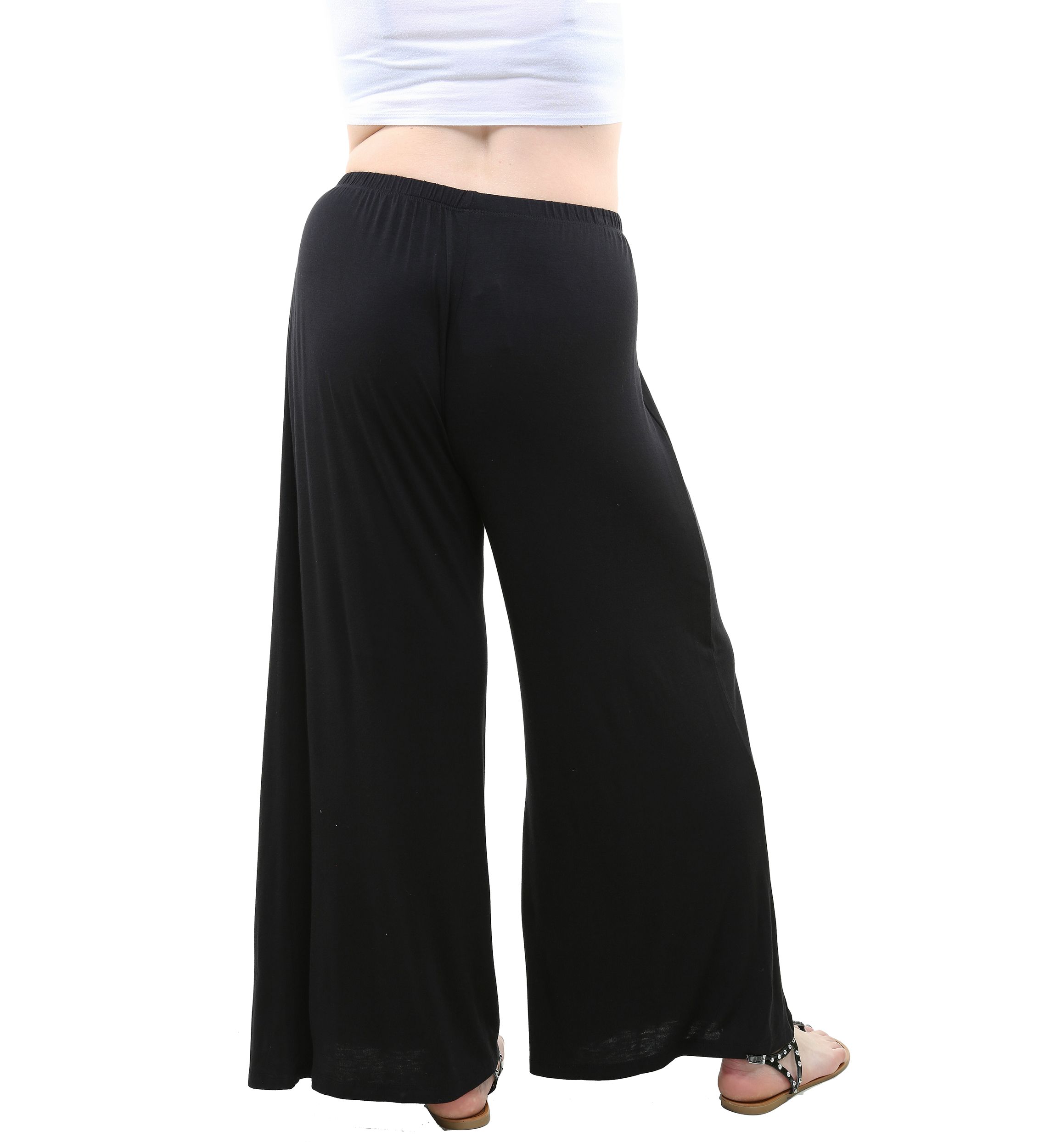 Plus Size Elastic Waist Flared Leg Palazzo Pants