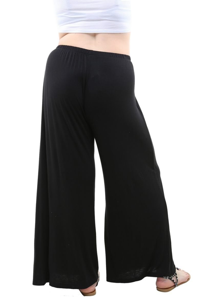 Plus Size Elastic Waist Flared Leg Palazzo Pants