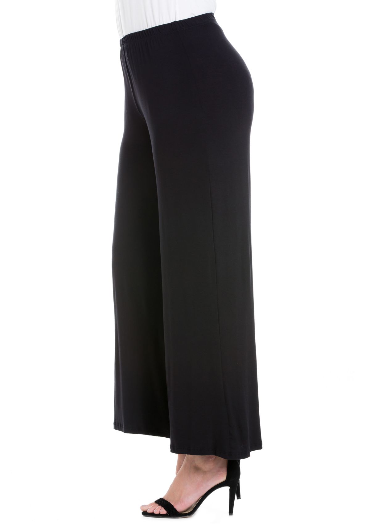 Plus Size Elastic Waist Flared Leg Palazzo Pants