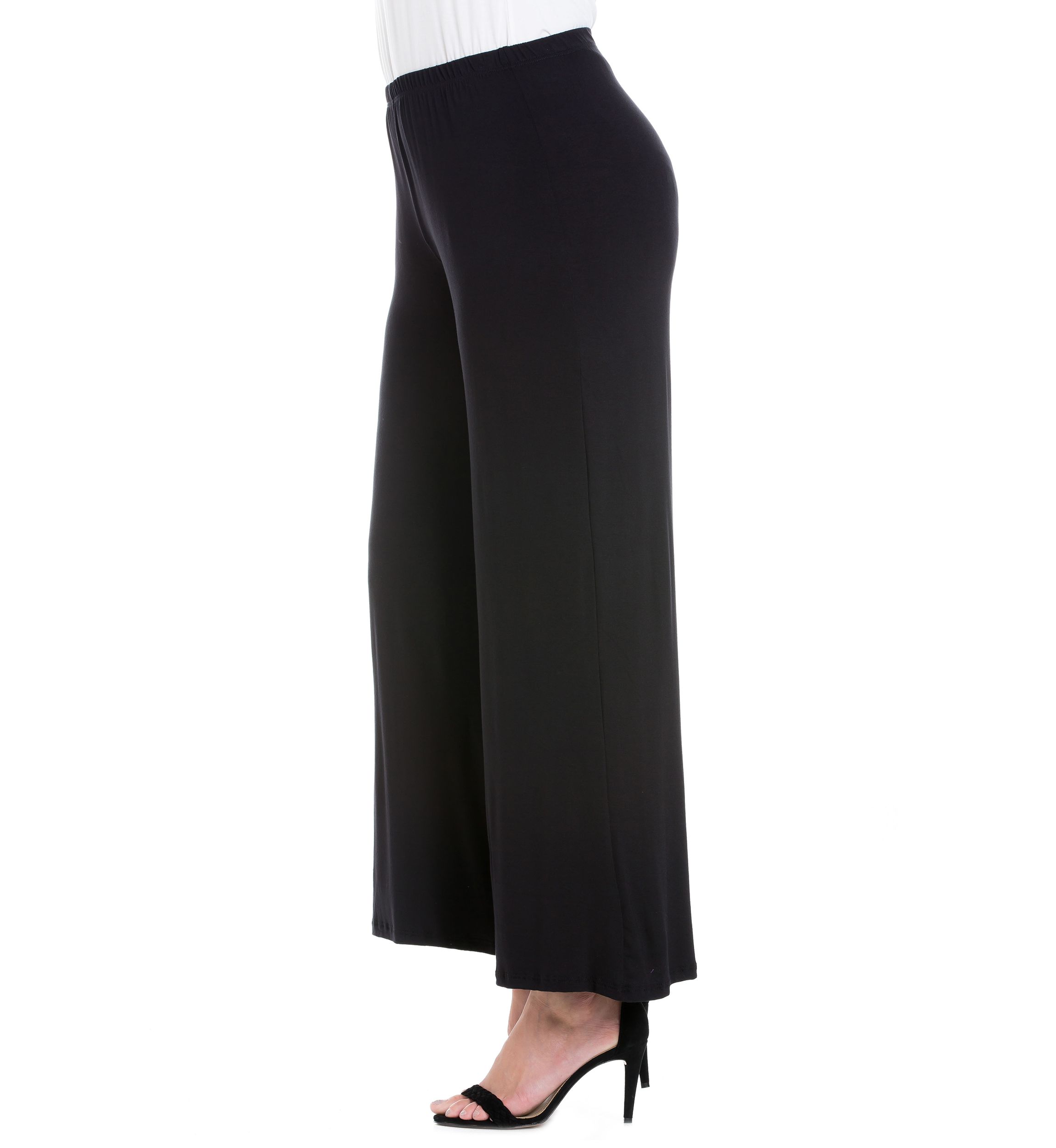 Plus Size Elastic Waist Flared Leg Palazzo Pants